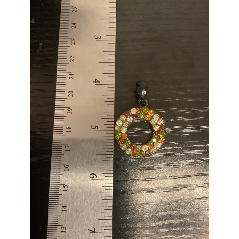 Multi-Color Rhinestone Circle Pendant Bling-Bling Jewelry Accessory - Picture 3 of 4
